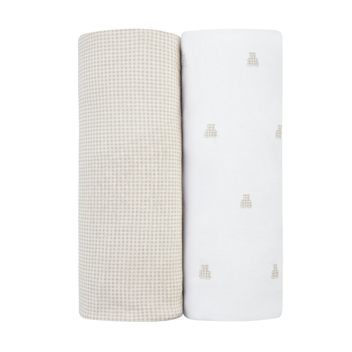 Ely's & Co Gingham Bear Collection- 2 Pack Bassinet Sheets