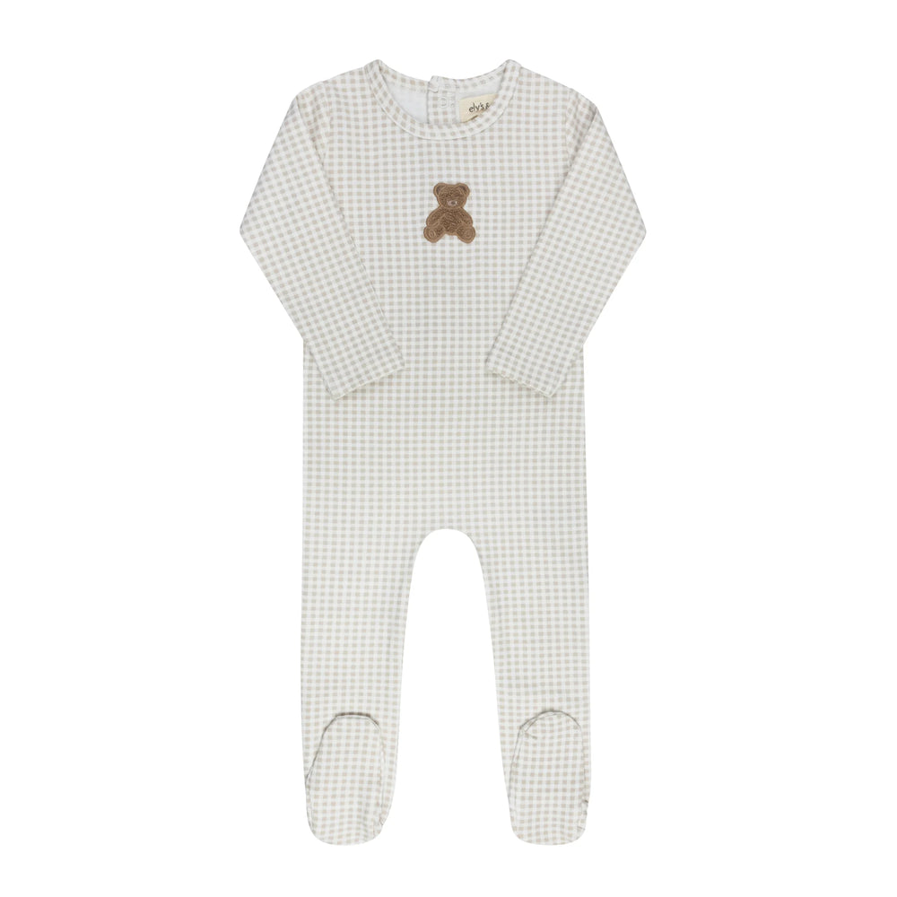 Ely's & Co Gingham Teddy Footie