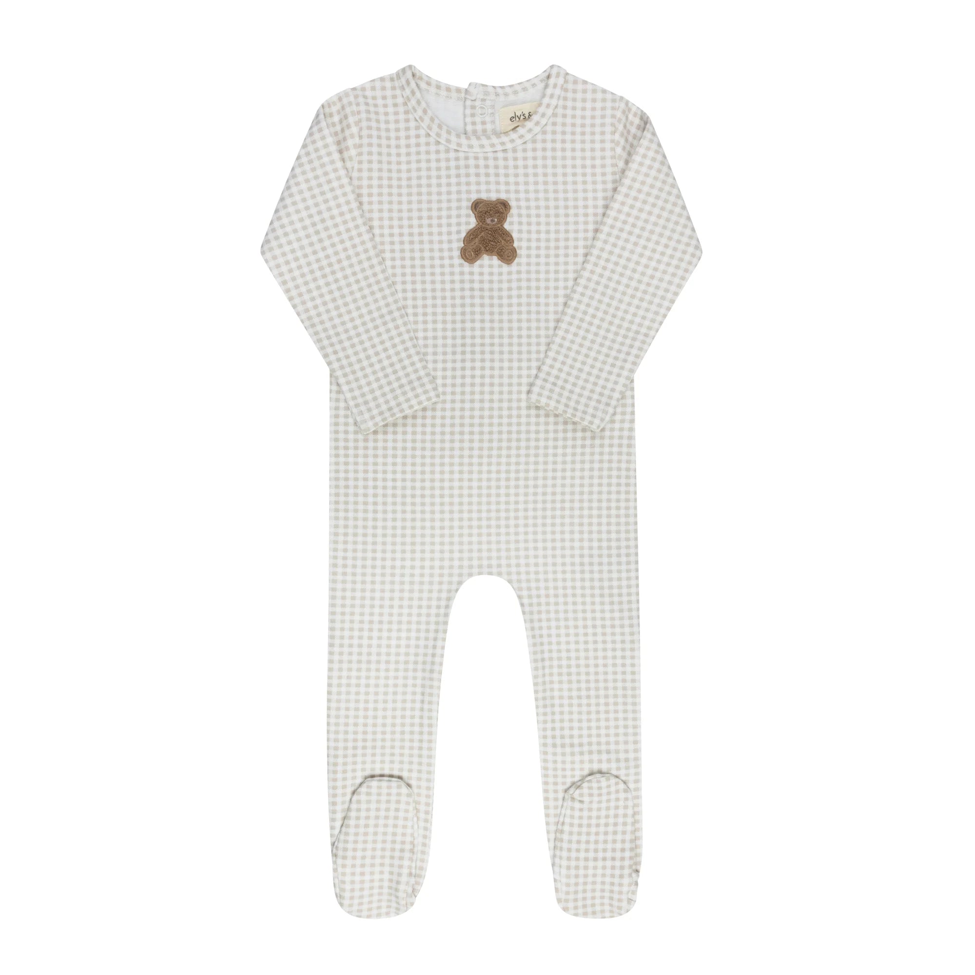Ely's & Co Gingham Teddy Footie