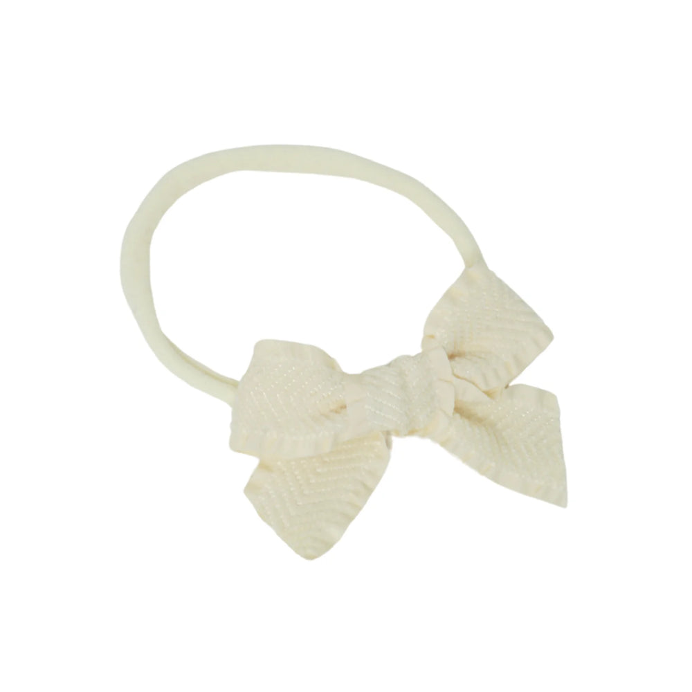 Bandeau Bows Ruffle Herringbone Baby Headband