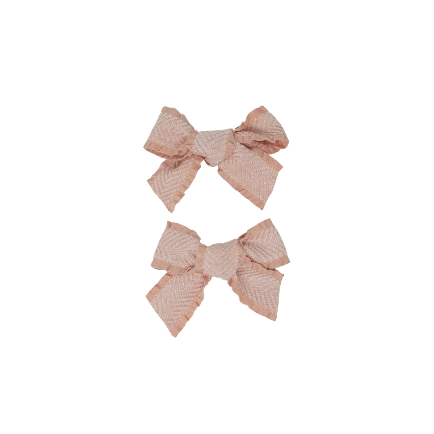 Bandeau Bow Ruffle Herringbone Mini Clip Set