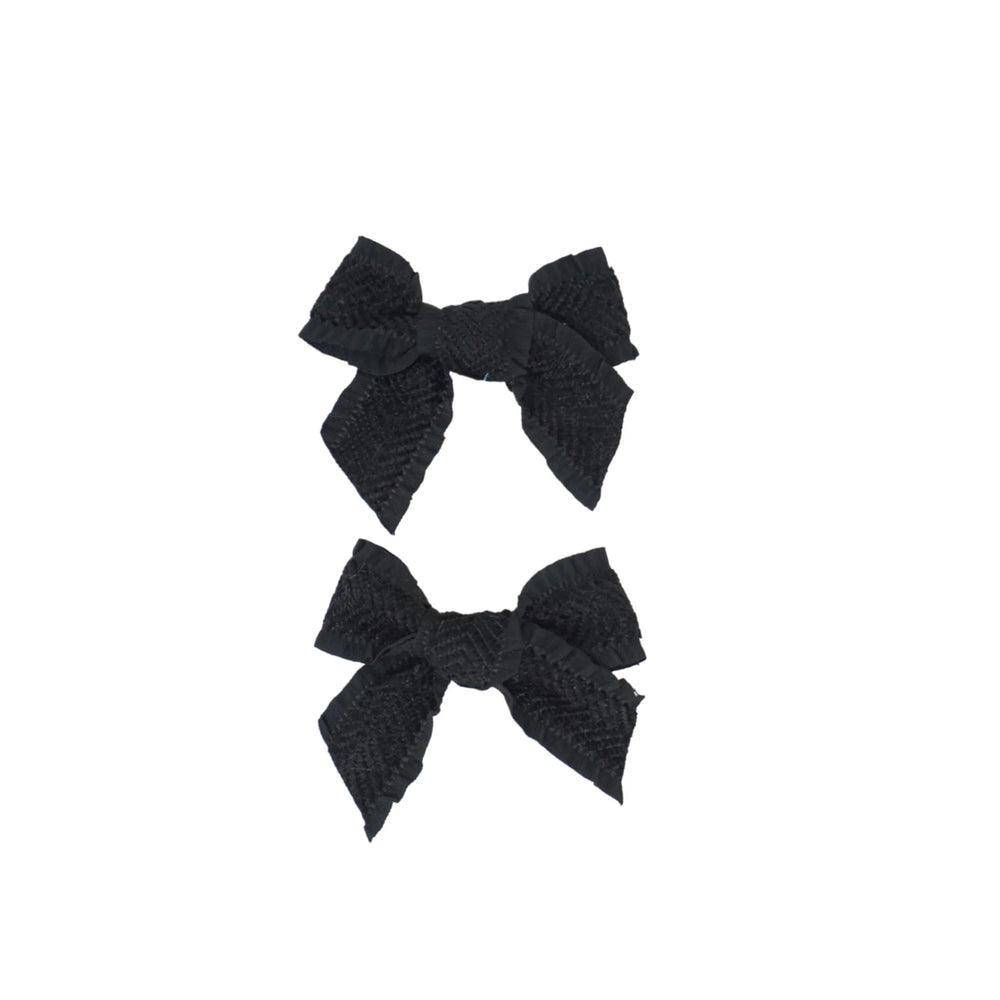 Bandeau Bow Ruffle Herringbone Mini Clip Set