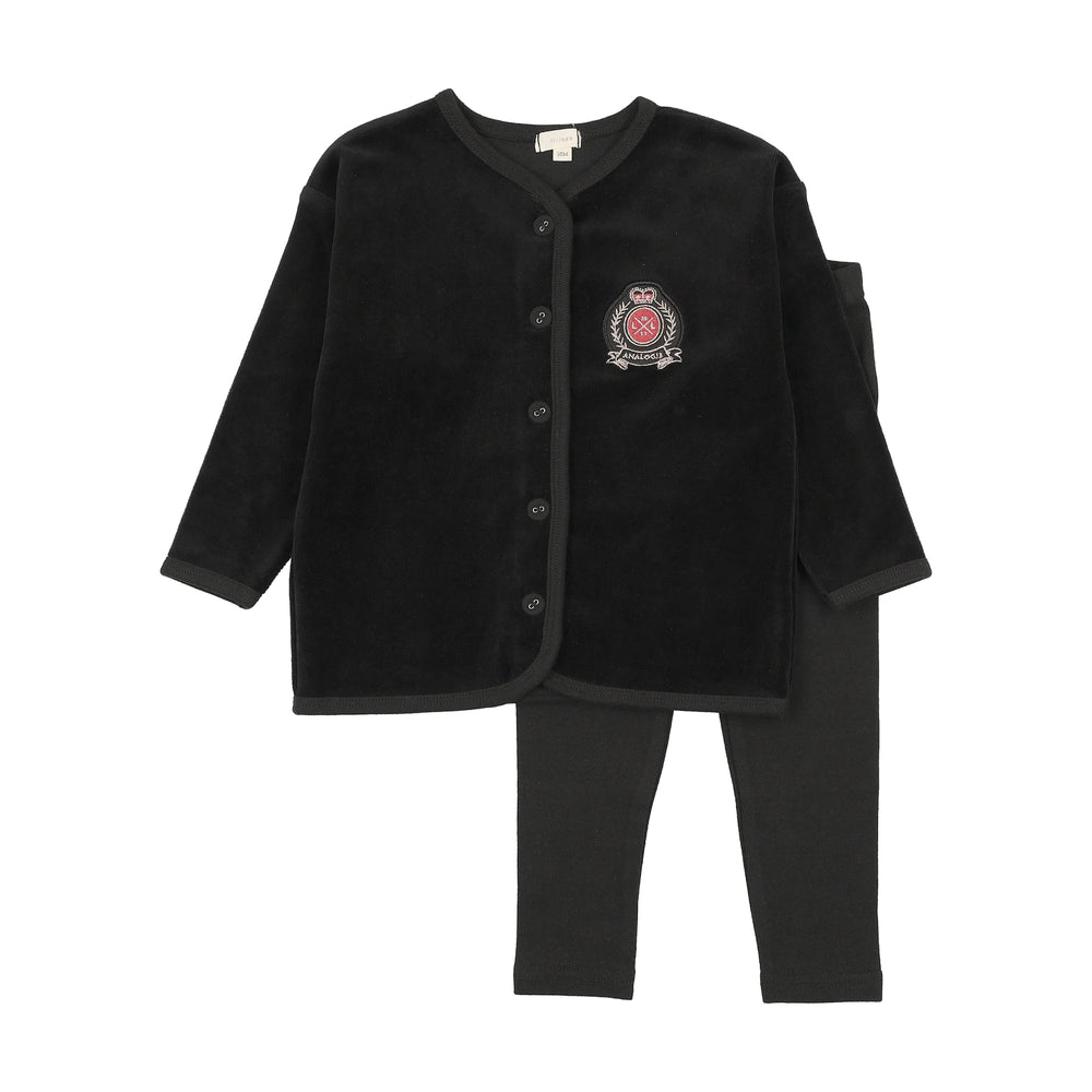 Pre-Order Lil Legs Velour Crest Lounge Set
