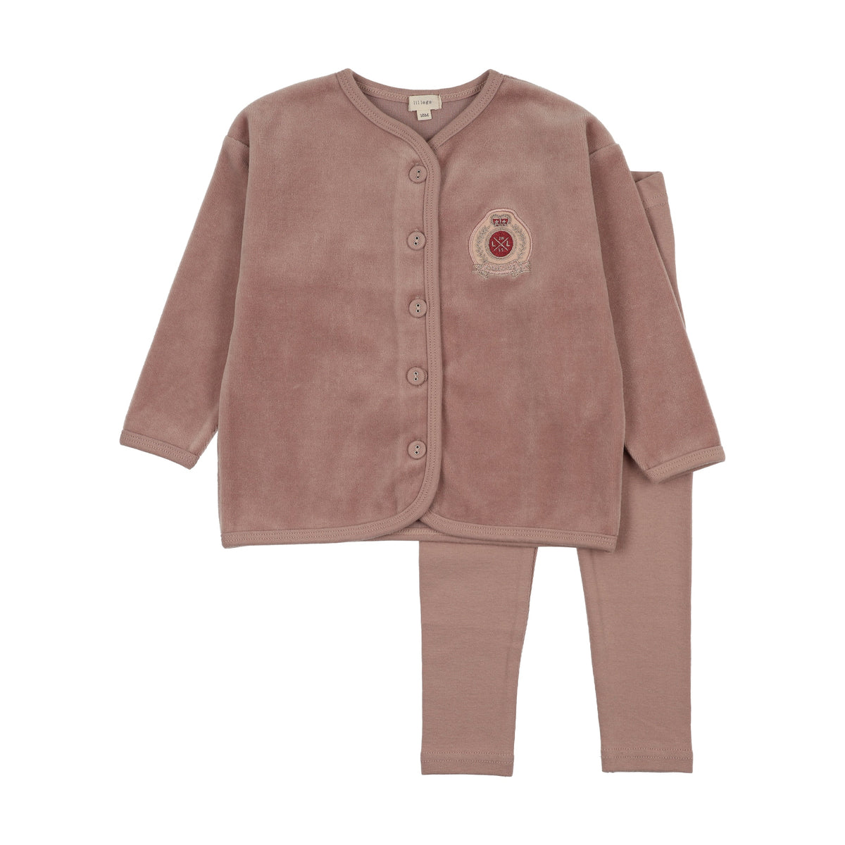 Pre-Order Lil Legs Velour Crest Lounge Set