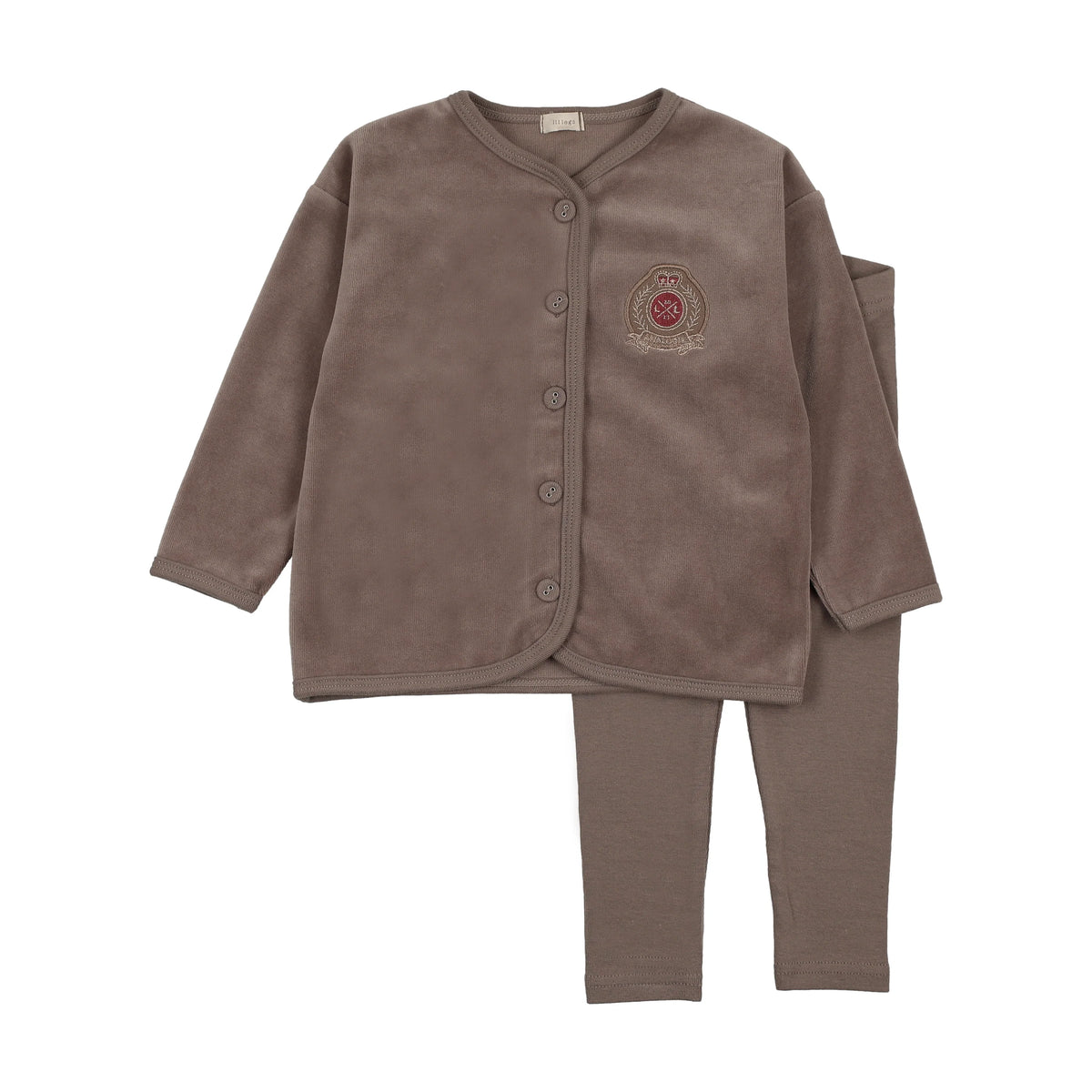 Pre-Order Lil Legs Velour Crest Lounge Set