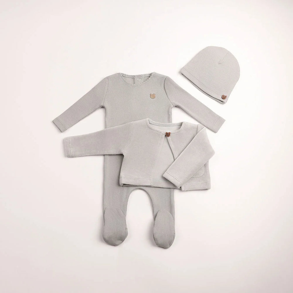 Pre-Order Bee & Dee Velour Ribbed Footie/Cardigan