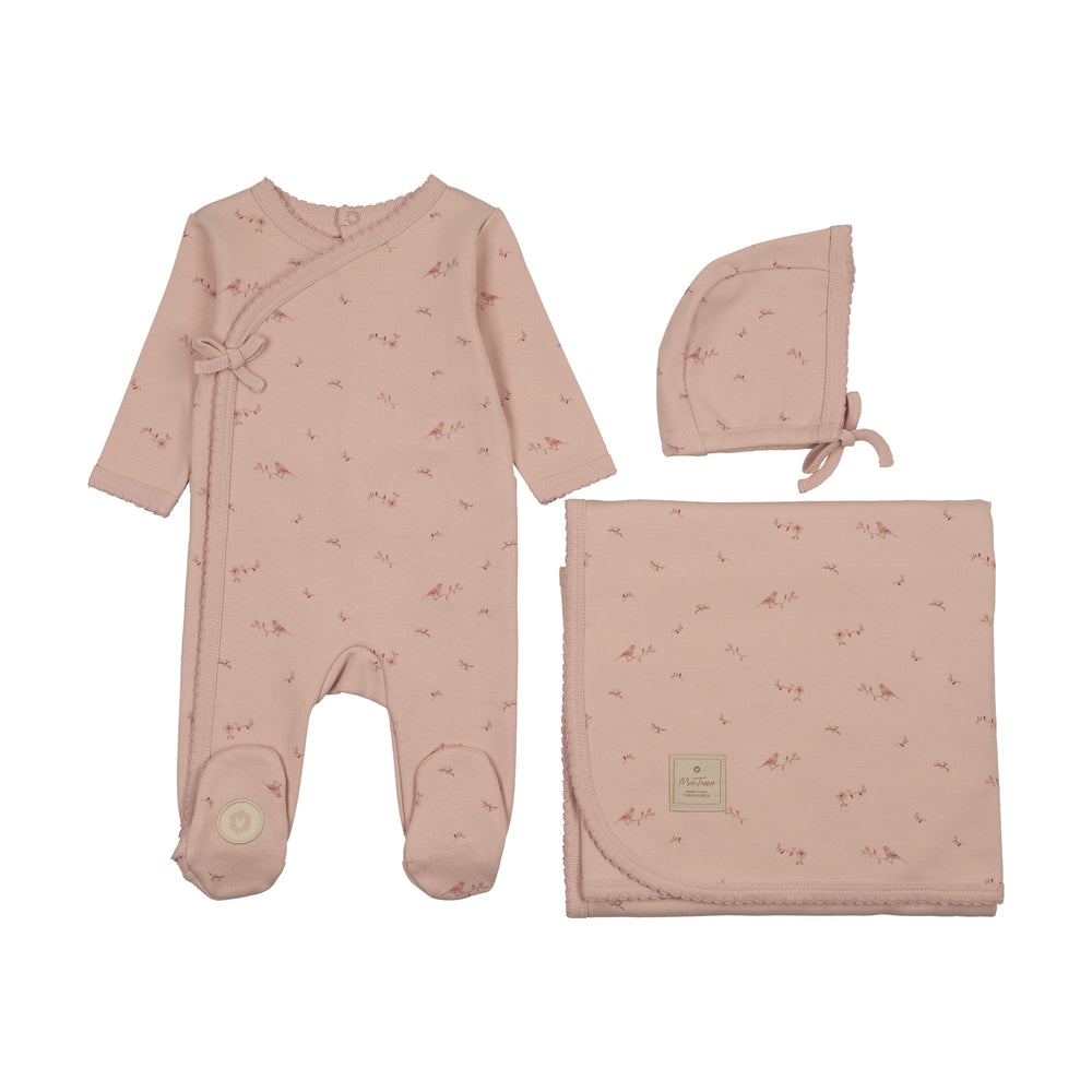 Mon Tresor Vintage Bird Wrap Layette Set