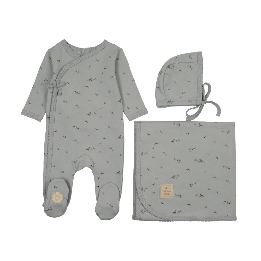 Mon Tresor Vintage Bird Wrap Layette Set