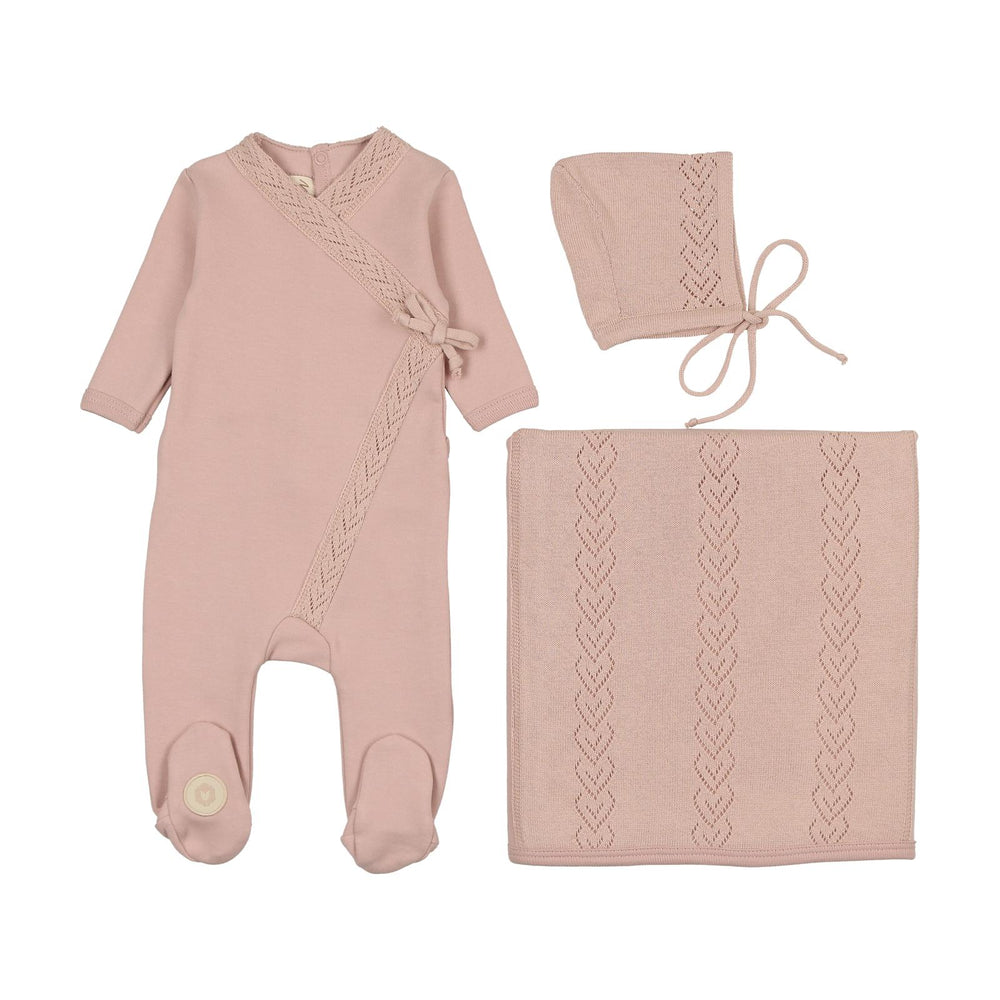 Mon Tresor Rose Smoke Knit Twist Layette Set