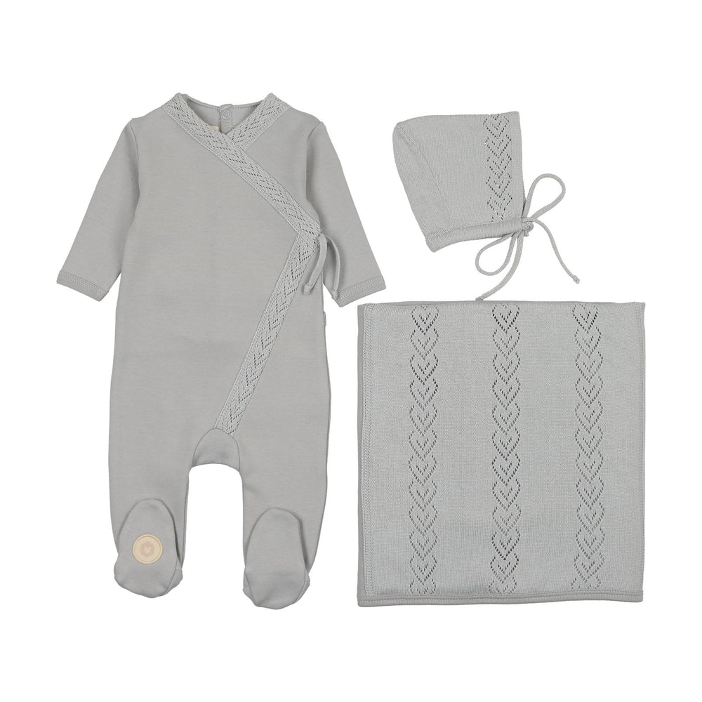 Mon Tresor Pearl Blue Knit Twist Layette Set