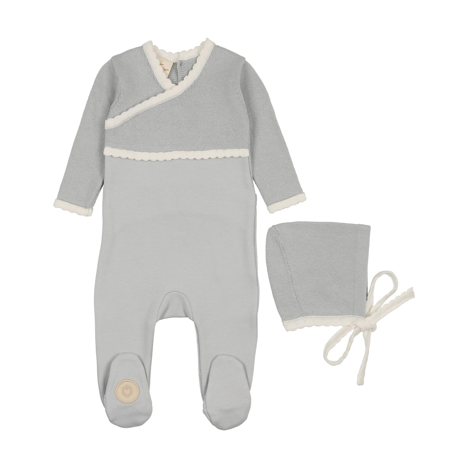 Mon Tresor Blue Dawn Classic Wrap- Footie & Bonnet
