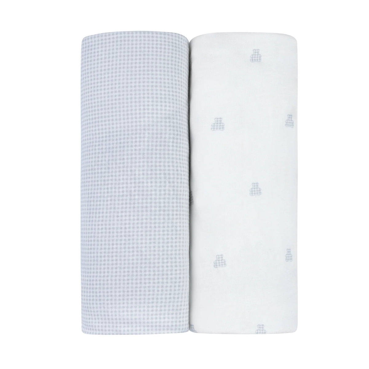 Ely's & Co Gingham Bear Collection- 2 Pack Bassinet Sheets