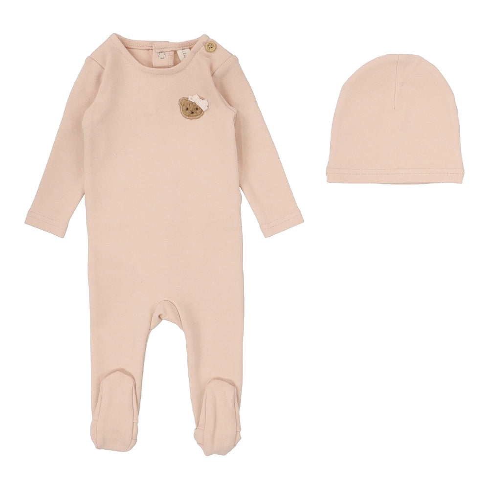 Pre-Order Bear Applique Footie & Beanie