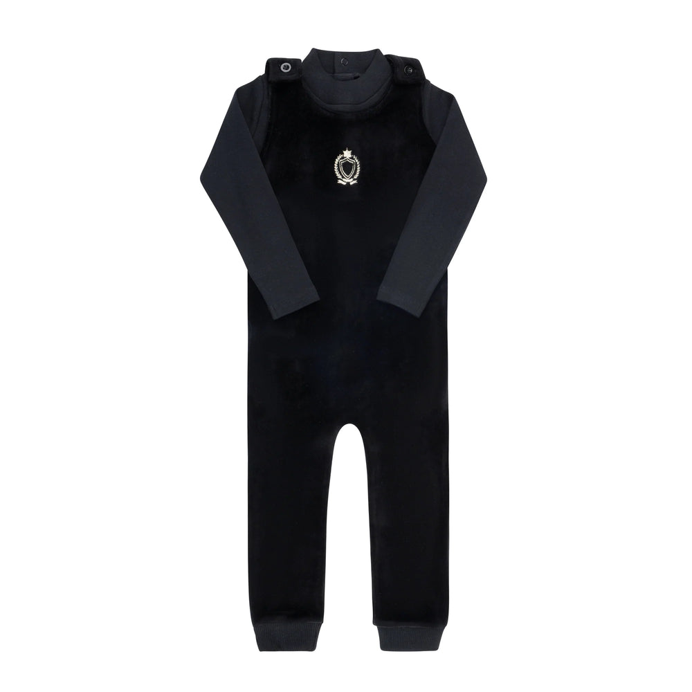 Ely's & Co Metallic Crest Overall+Bodysuit