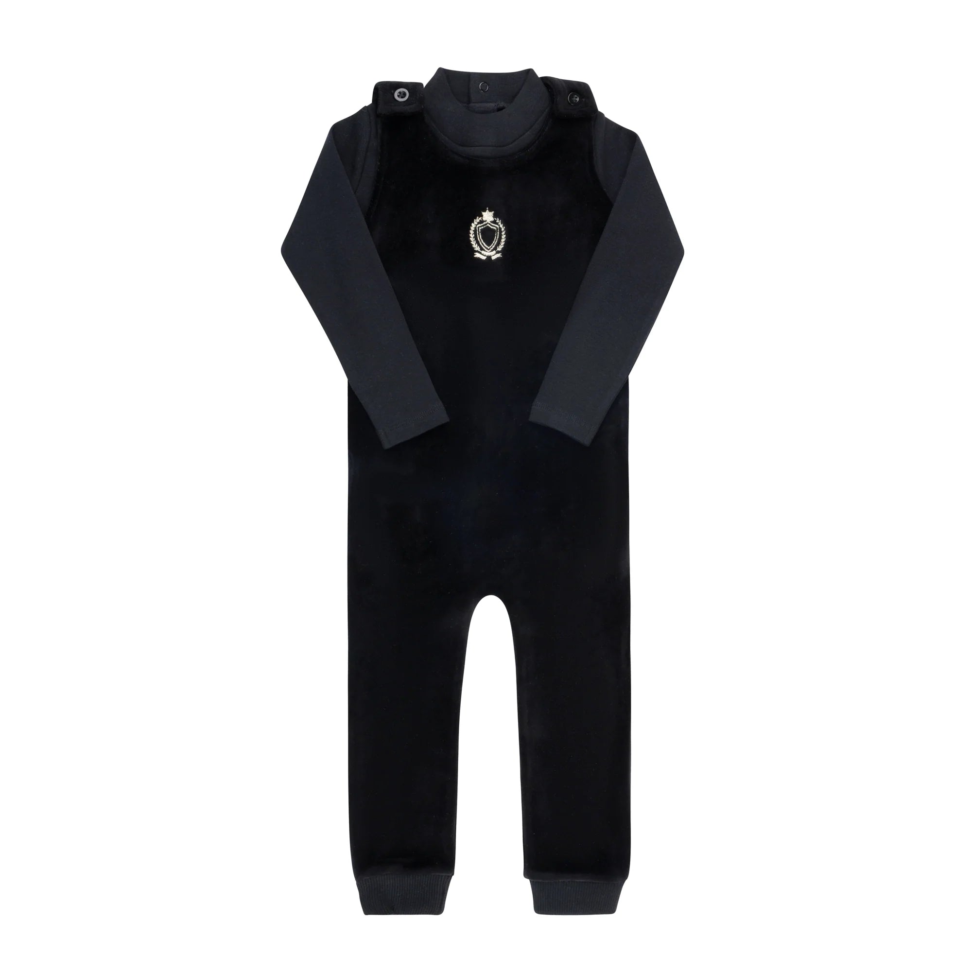 Ely's & Co Metallic Crest Overall+Bodysuit