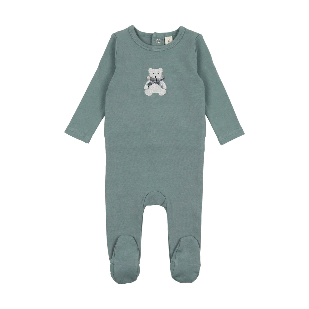 Lilette Embroidered Blue Bear-Footie