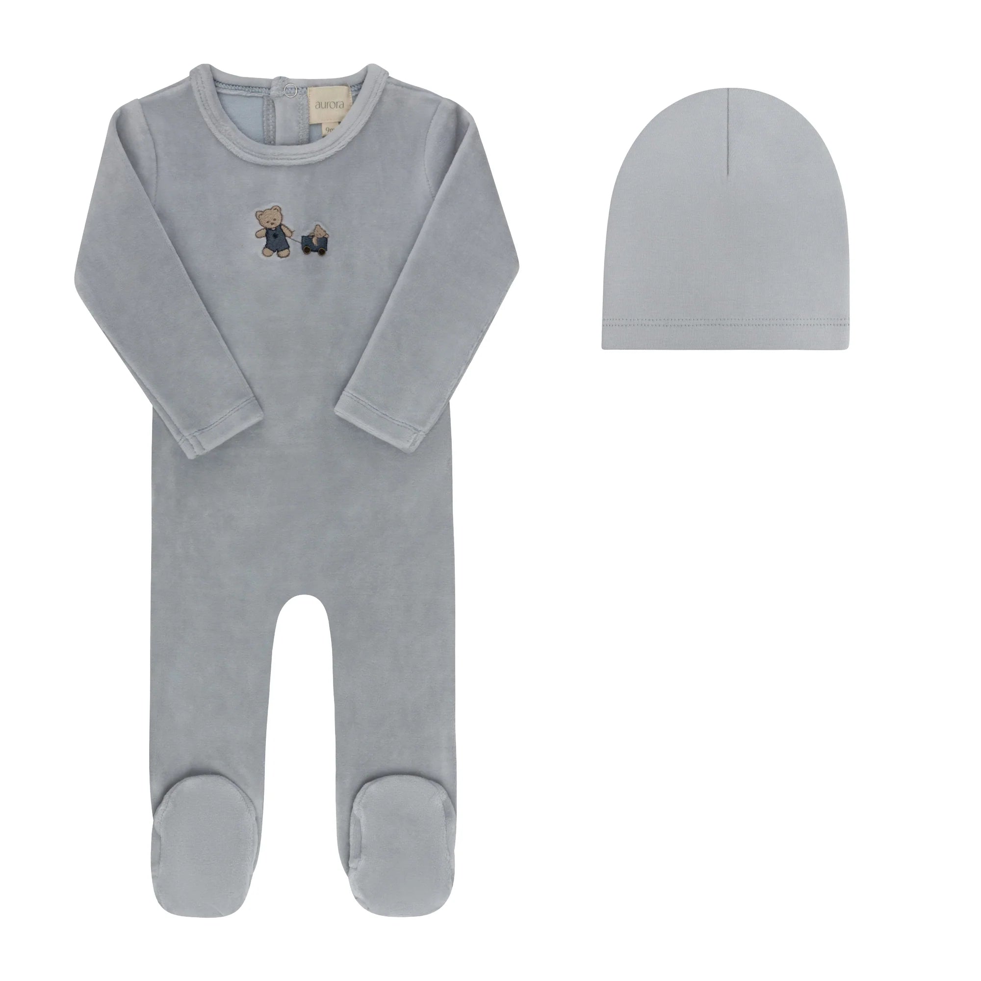 Ely's & Co Embroidered Bear Footie/Beanie