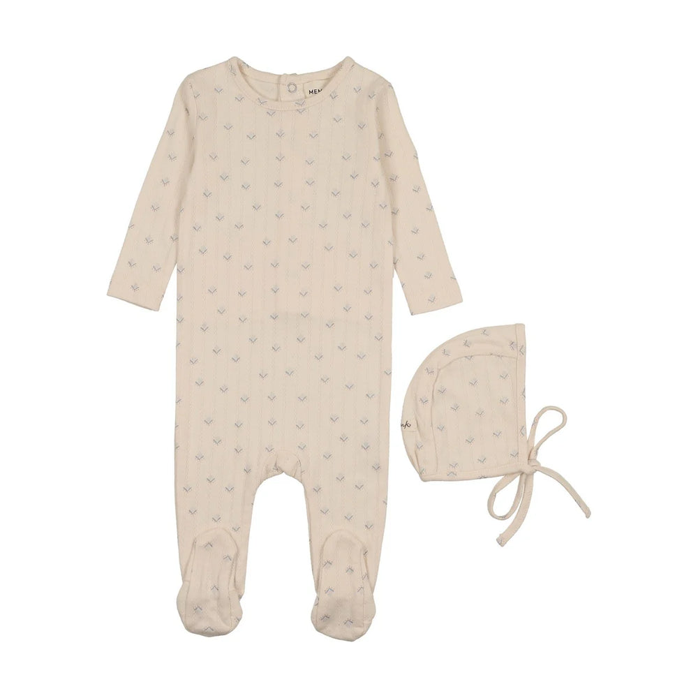Pre-Order Mema Knits Printed Pointelle Footie & Bonnet