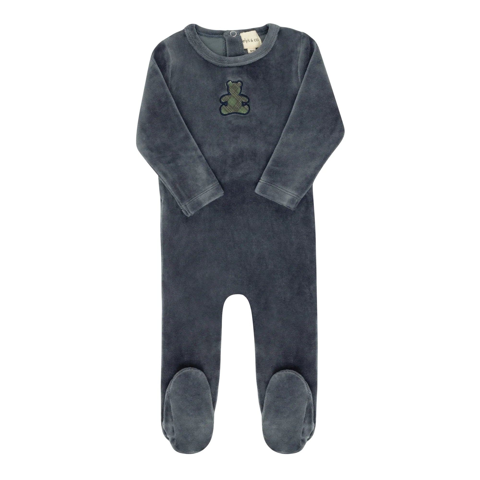 Pre-Order Ely's & Co Plaid Velour Bear Footie