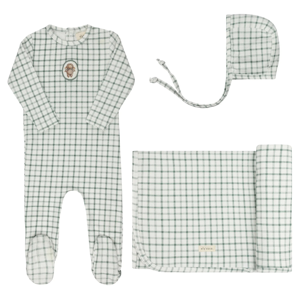 Pre-Order Ely's & Co Modal Terry Blue Plaid Sheep Take Me Home Set