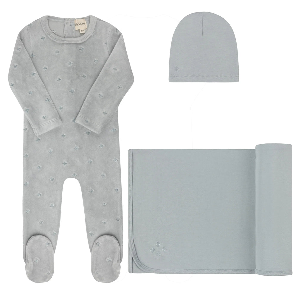 Ely's & Co Velour Embroidered Floral Collection Take Me Home Set