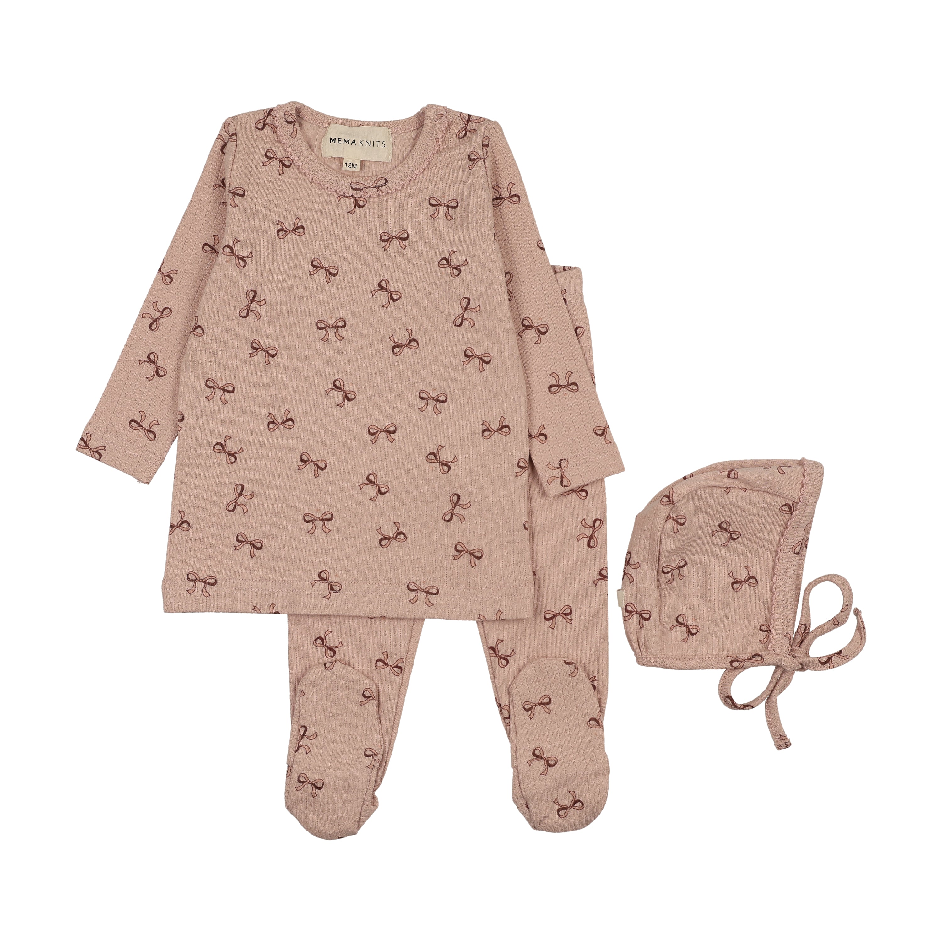 Bow Print Two Piece Set & Bonnet
