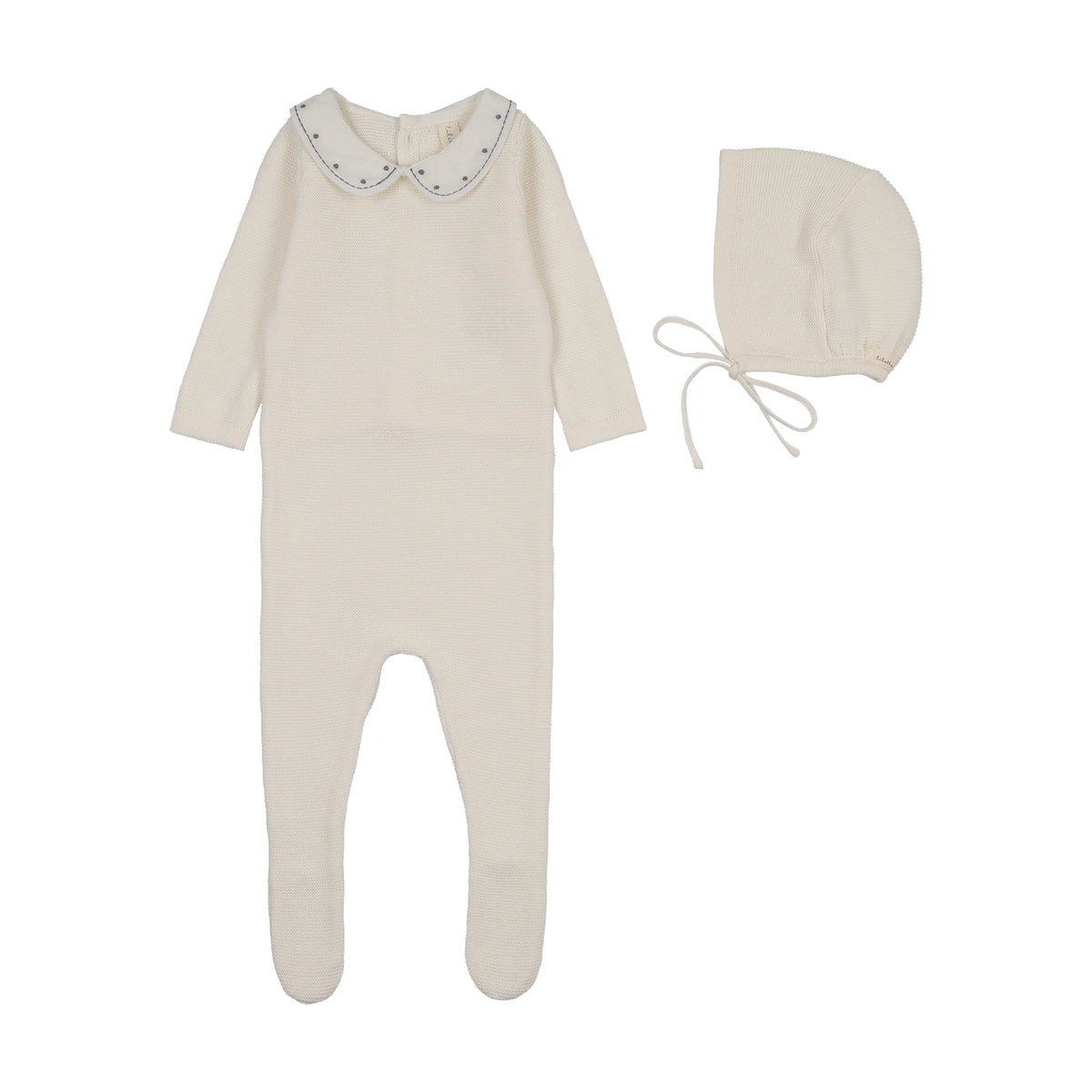 Lilette Embroidered Collar Footie/Bonnet