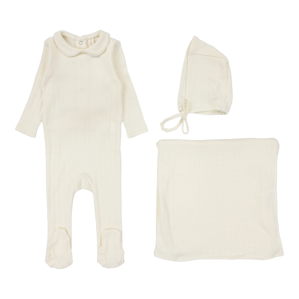 Lilette Fine Pointelle Collar Layette Set