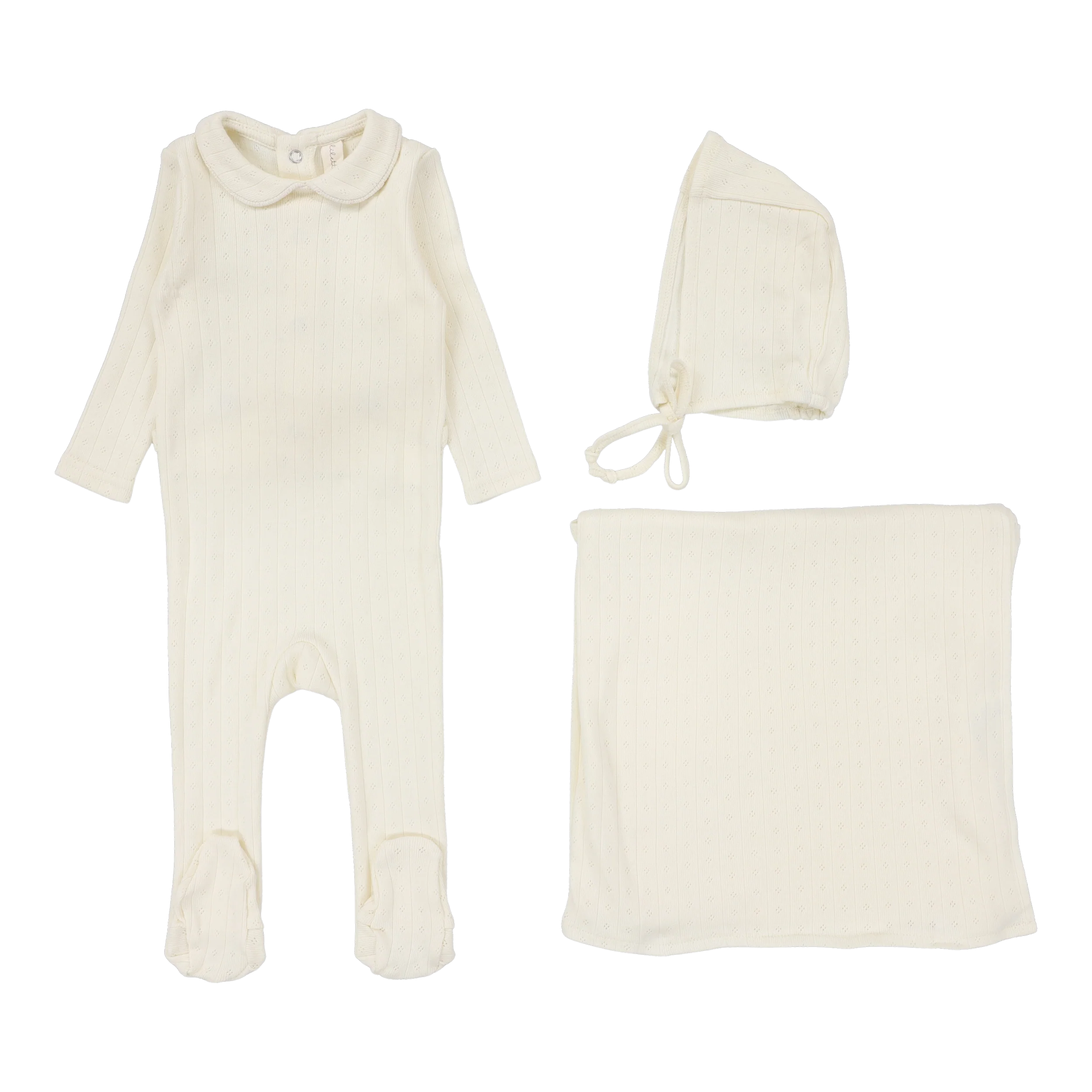 Lilette Fine Pointelle Collar Layette Set