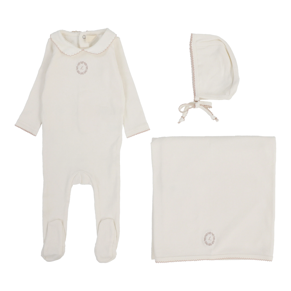 Pre-Order Lilette Emblem Embroidered Layette Set