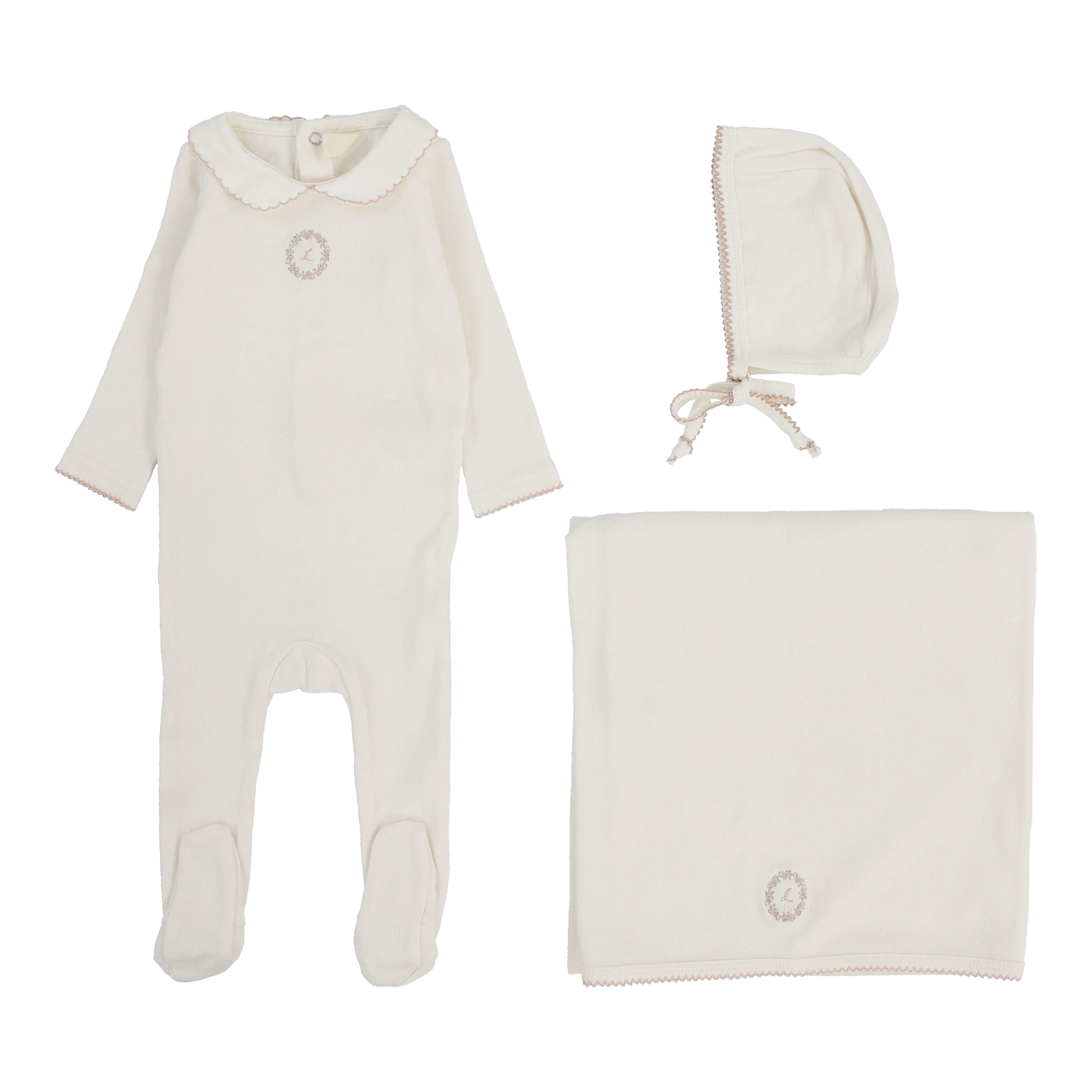 Pre-Order Lilette Emblem Embroidered Layette Set