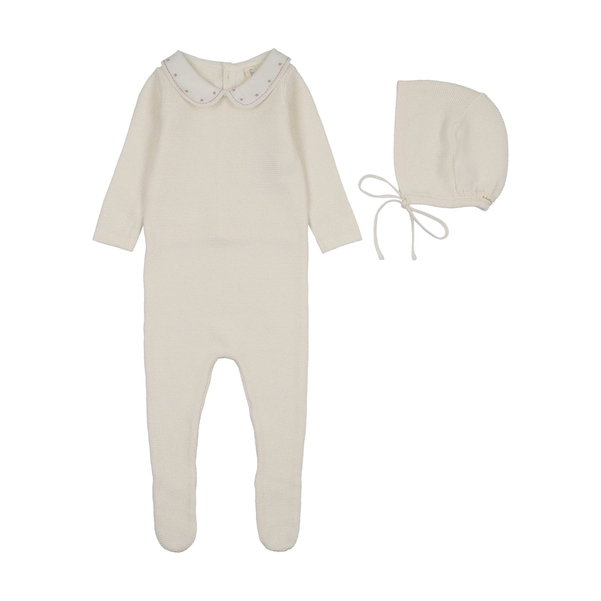 Lilette Embroidered Collar Footie/Bonnet