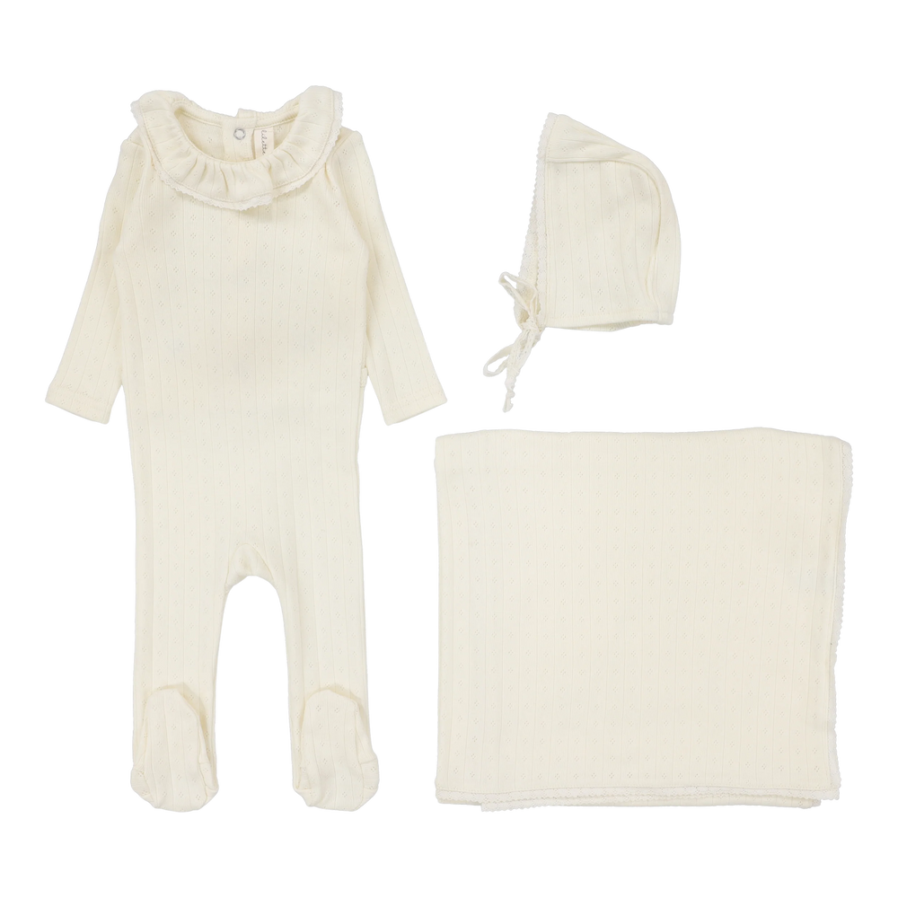 Pre-Order Lilette Fine Pointelle Collar Layette Set