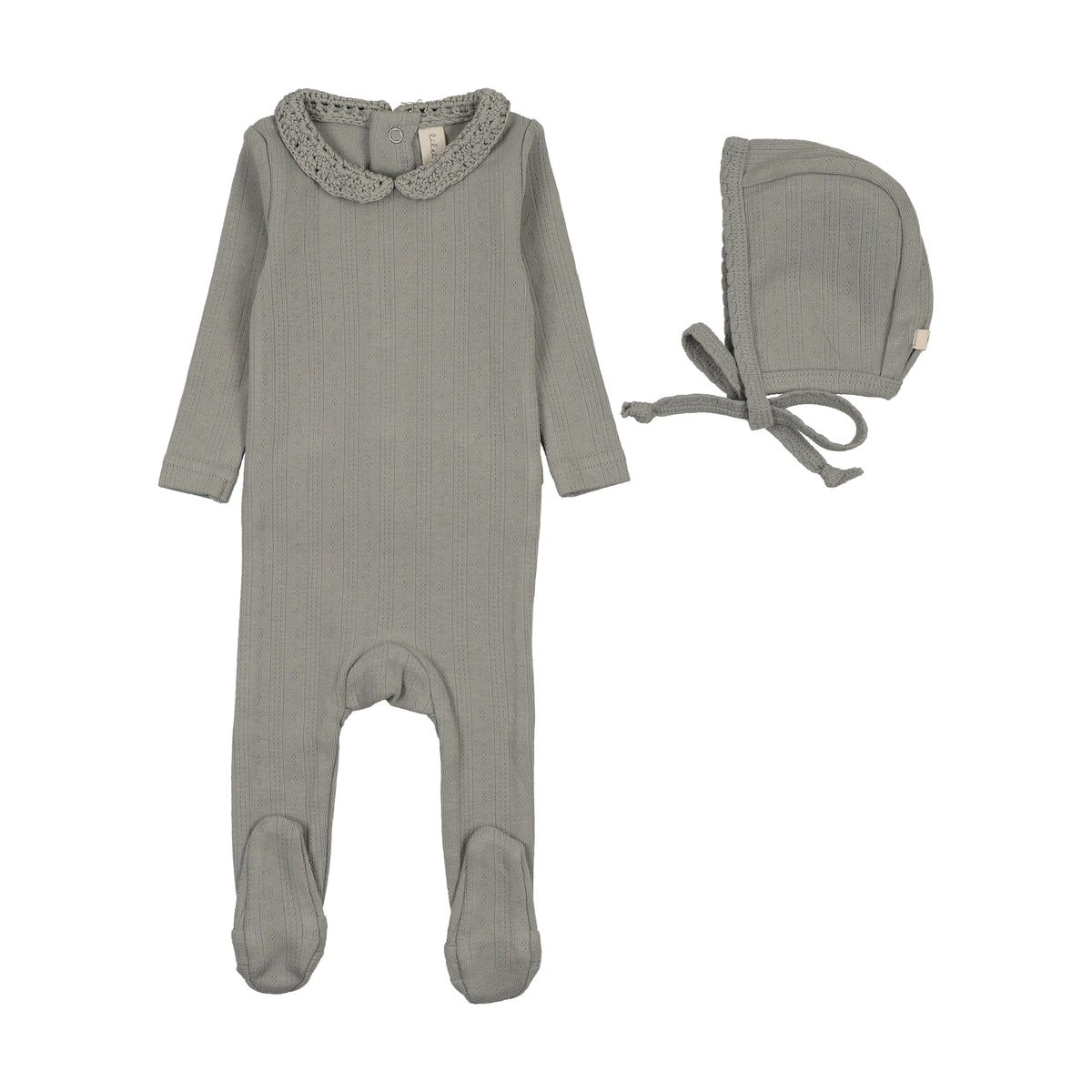 Lilette Crochet Collar Footie/Bonnet