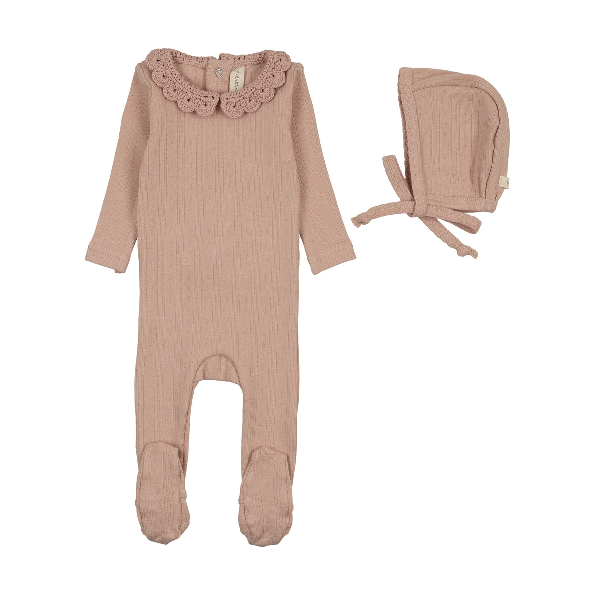 Lilette Crochet Collar Footie/Bonnet