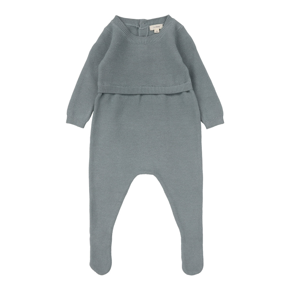 Pre-Order Lil Legs Dusty Blue Knit Footie
