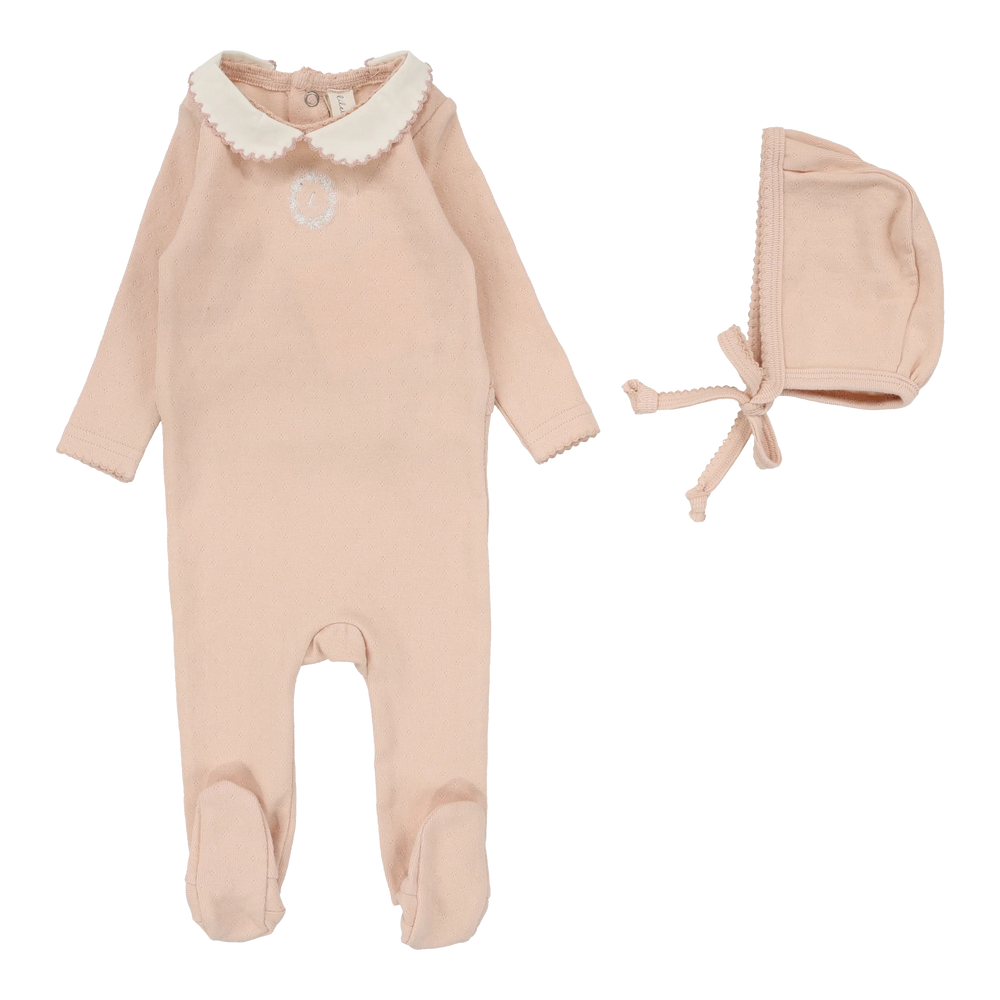 Lilette Emblem Embroidered Footie & Bonnet