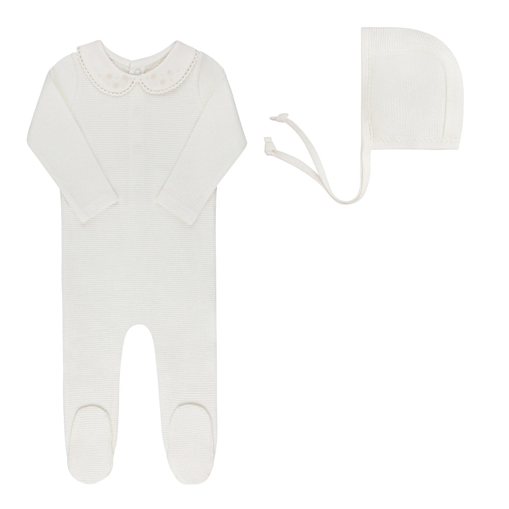 Ely's & Co Embroidered Collar Footie & Bonnet