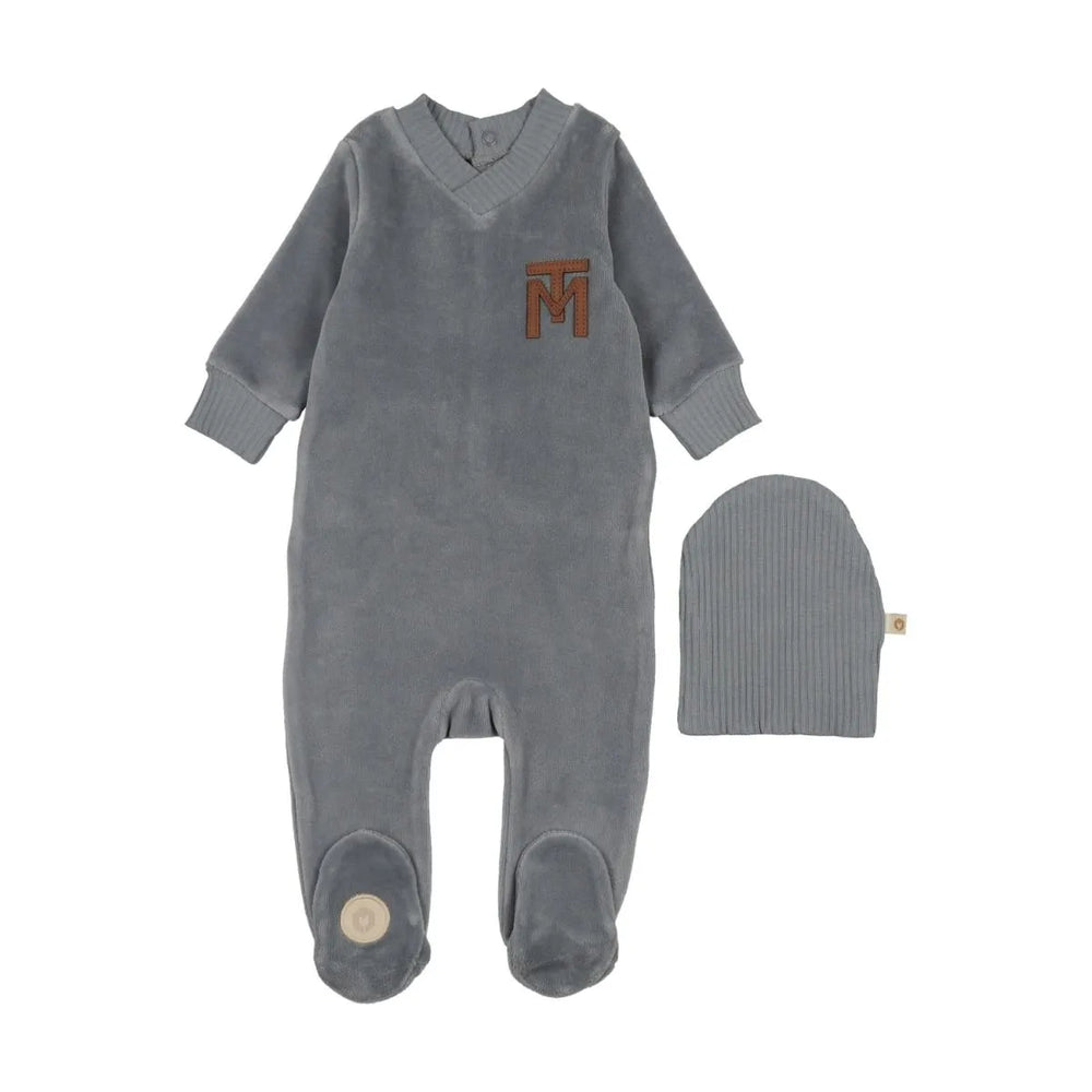 Pre-Order Mon Tresor V-Neck Emblem Footie & Beanie