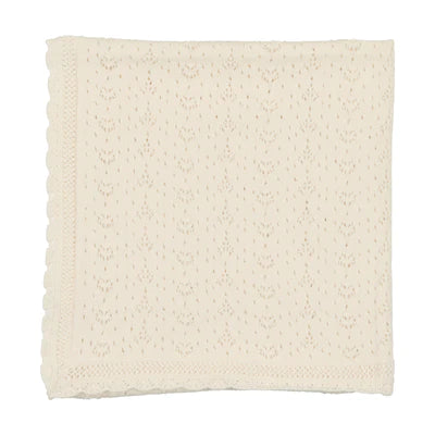 Lil Legs Heart Open Knit-Cream- Cardigan, Bonnet & Blanket
