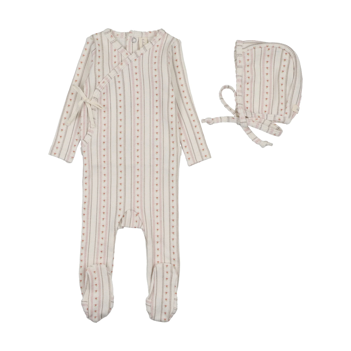 Lilette Linear Print Footie/Bonnet