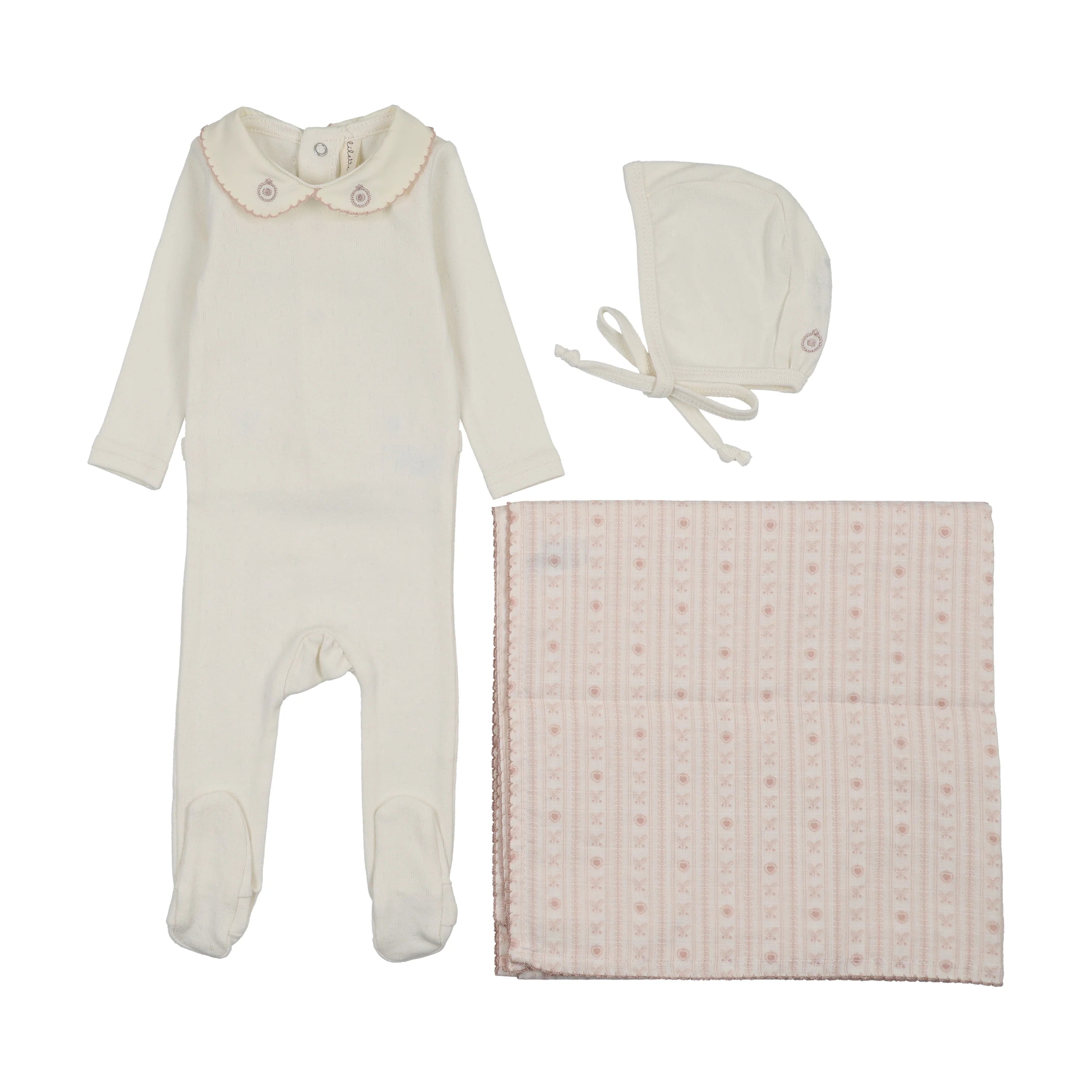 Lilette Sweetheart Collar Layette Set
