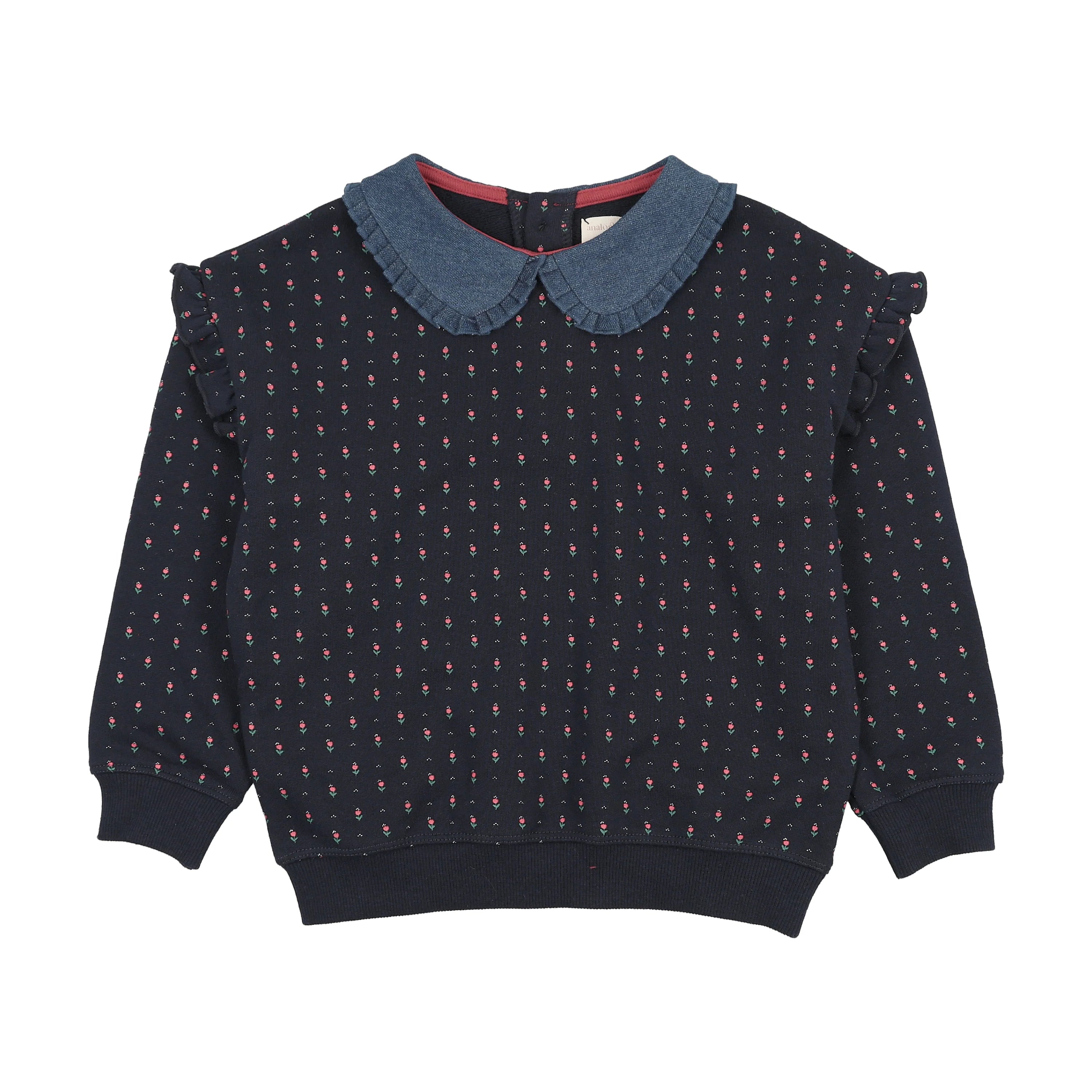 Lil Legs Sweet Campaign Denim Ruffle Collar Sweatshirt
