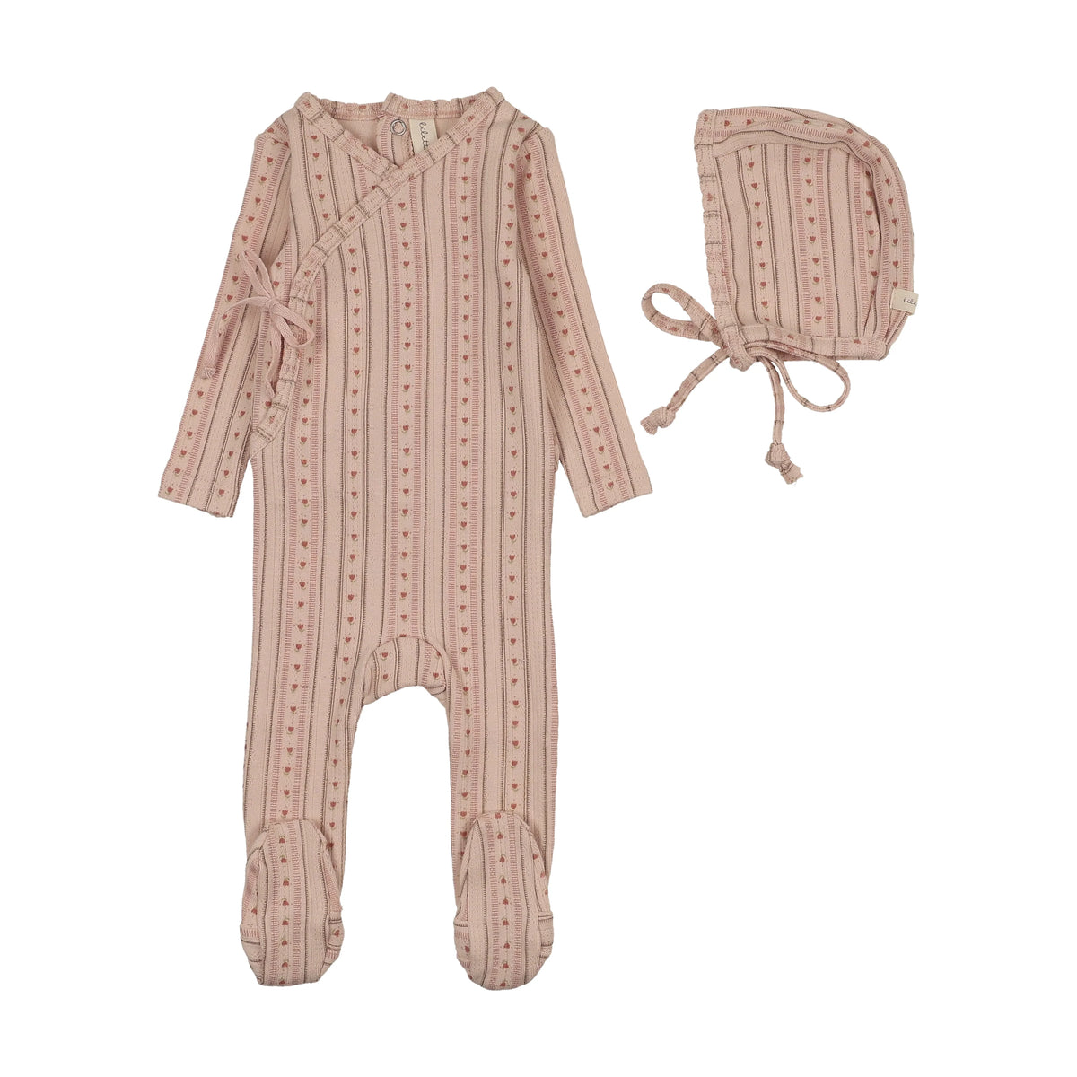 Lilette Linear Print Footie/Bonnet
