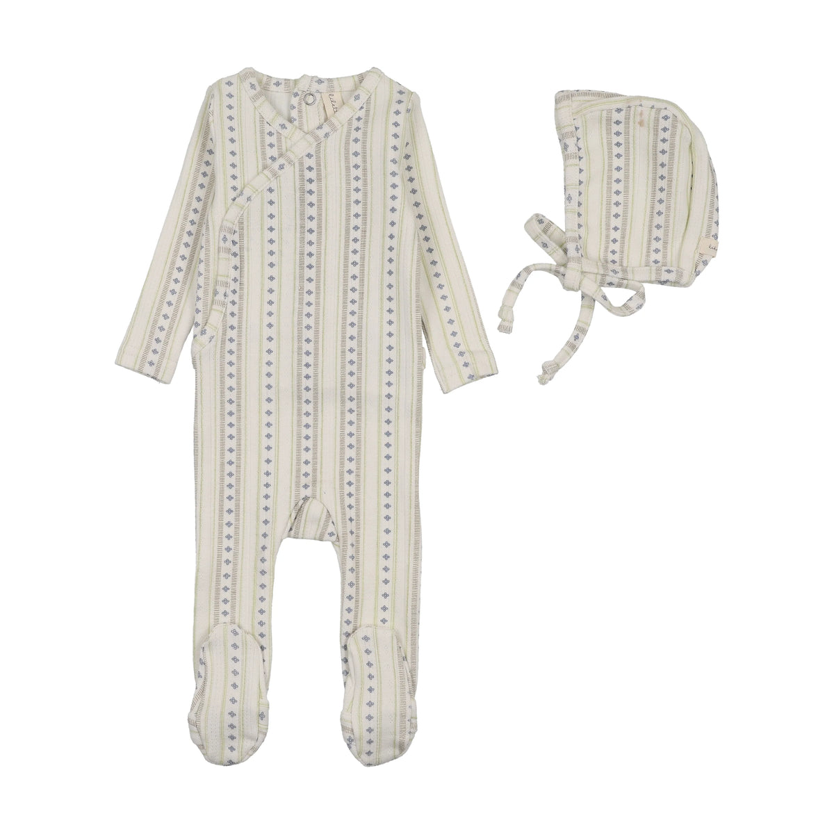 Lilette Linear Print Footie/Bonnet