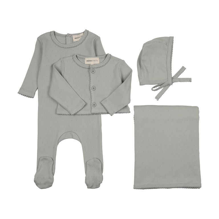 Pre-Order Mema Knits Printed Pointelle 4 Piece Set