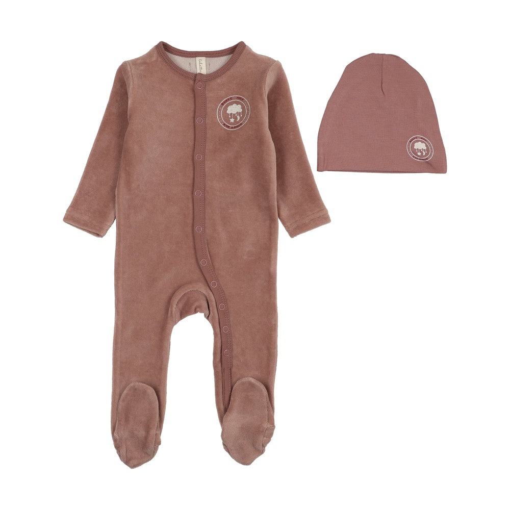 Lilette Velour Snap Down Footie/Beanie