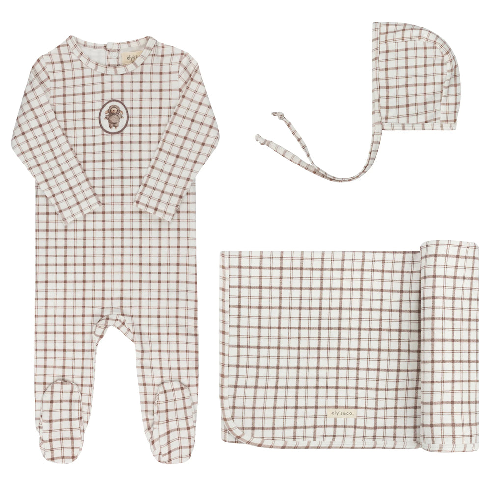 Pre-Order Ely's & Co Modal Terry Pink Plaid Sheep Take Me Home Set
