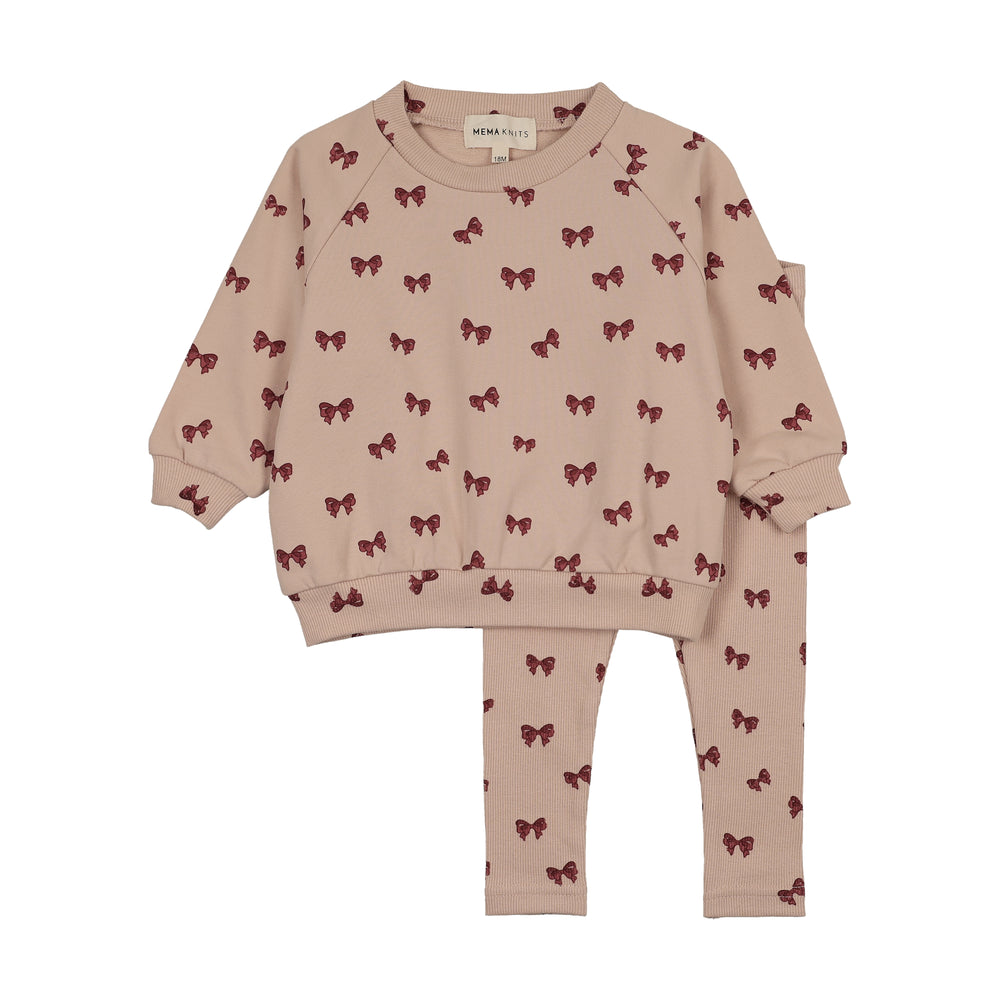 Mema Knits Printed Bows Sweatshirt