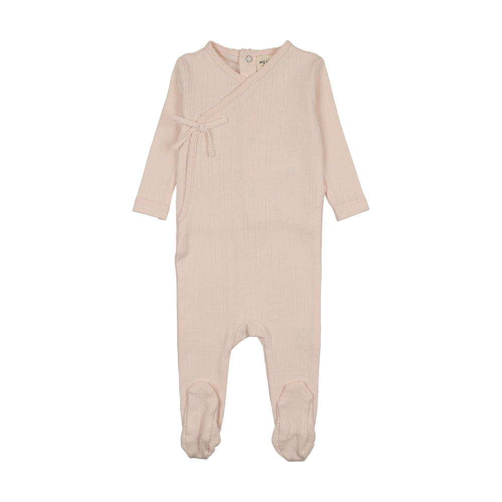 Mema Knits Mock Wrap Pointelle Footie